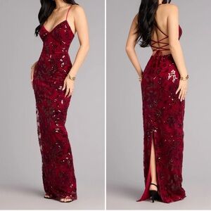 Windsor Mollie Sequin Bead Column Formal Prom Dress Sz XL